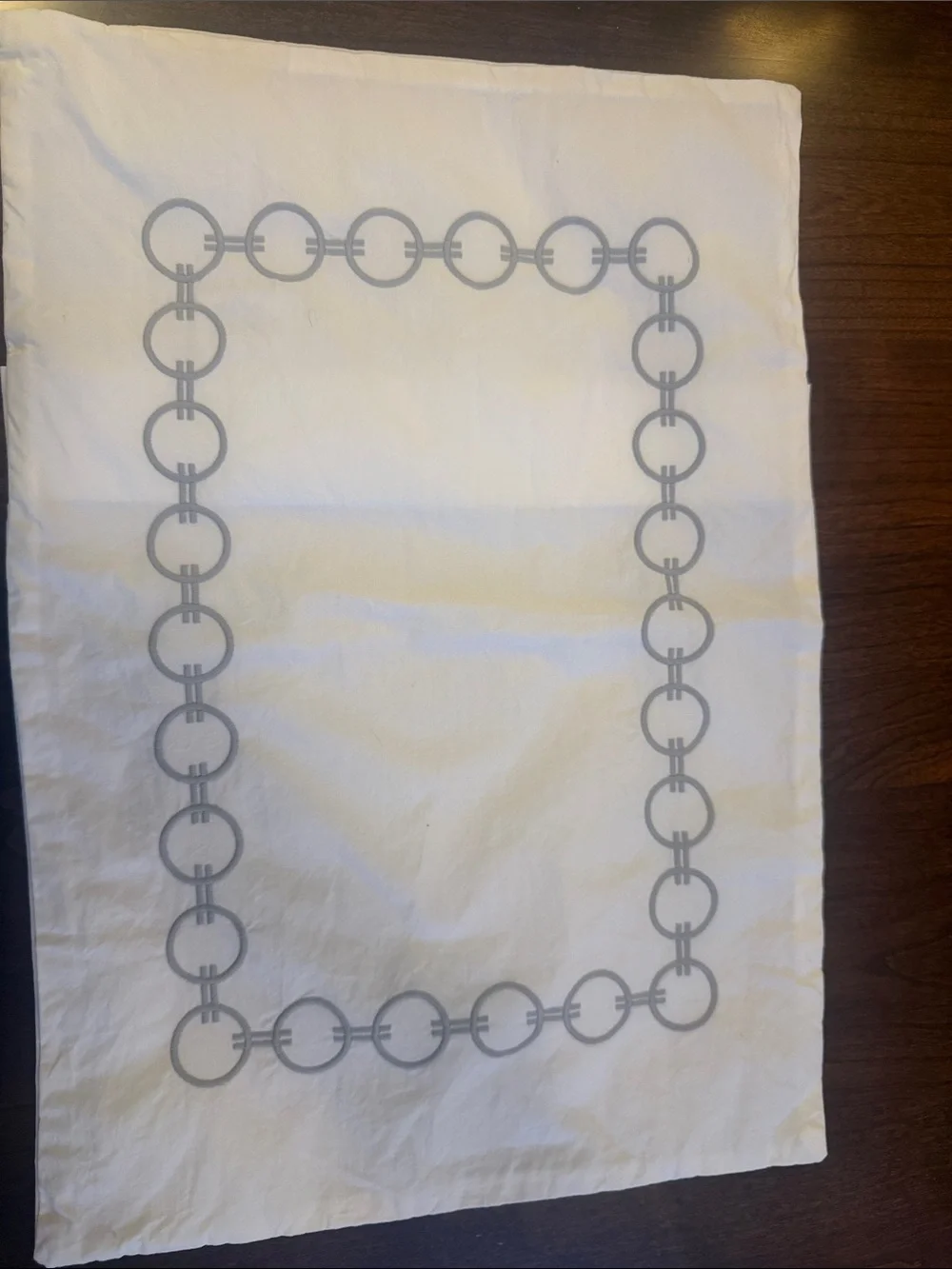 Serena & Lily Boudoir pillow cover White Cotton with Gray Chain Border